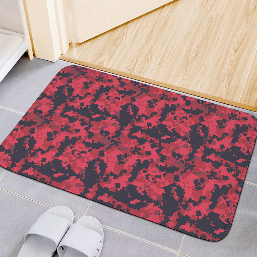 Red And Black Digital Camo Pattern Print Indoor Door Mat
