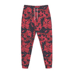 Red And Black Digital Camo Pattern Print Jogger Pants