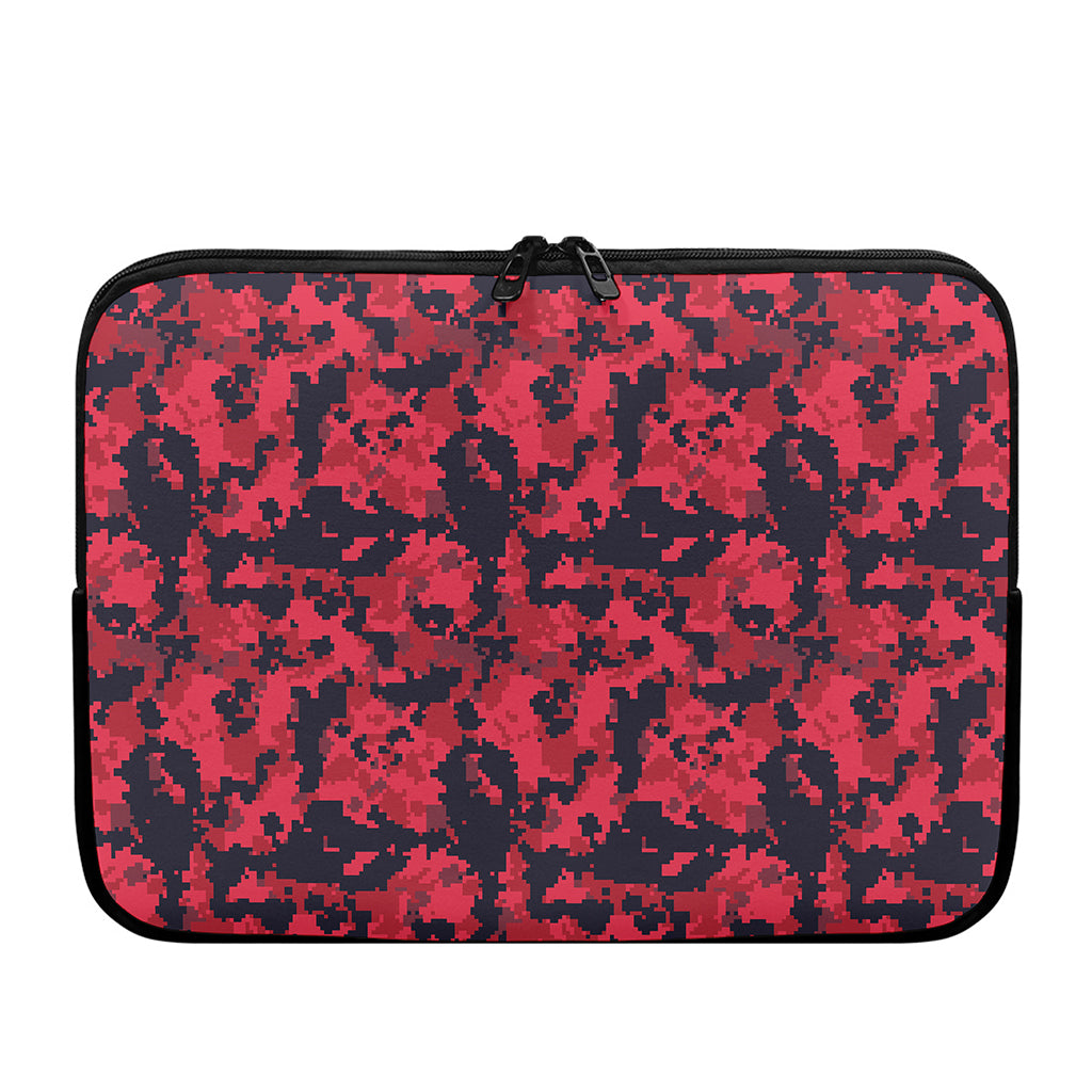 Red And Black Digital Camo Pattern Print Laptop Sleeve