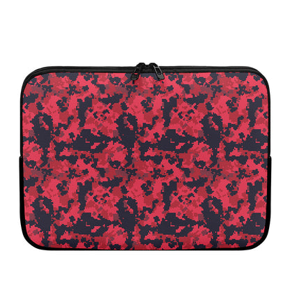 Red And Black Digital Camo Pattern Print Laptop Sleeve
