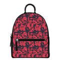 Red And Black Digital Camo Pattern Print Leather Backpack