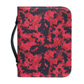 Red And Black Digital Camo Pattern Print Leather Bible Cover