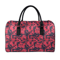 Red And Black Digital Camo Pattern Print Leather Duffel Bag