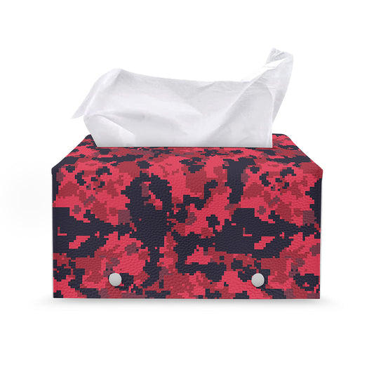 Red And Black Digital Camo Pattern Print Leather Tissue Box Cover
