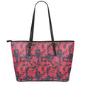 Red And Black Digital Camo Pattern Print Leather Tote Bag With Zipper
