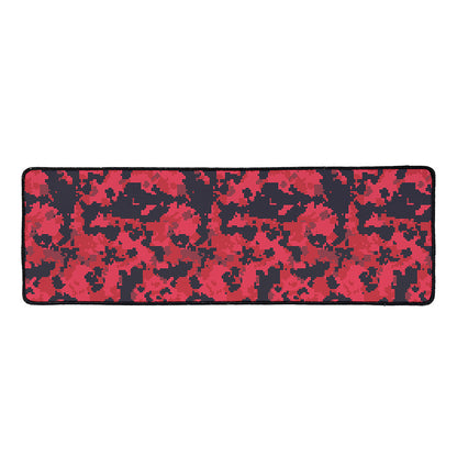 Red And Black Digital Camo Pattern Print Long Kitchen Mat