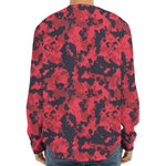 Red And Black Digital Camo Pattern Print Long Sleeve Baseball Jersey