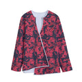 Red And Black Digital Camo Pattern Print Long Sleeve Short Coat