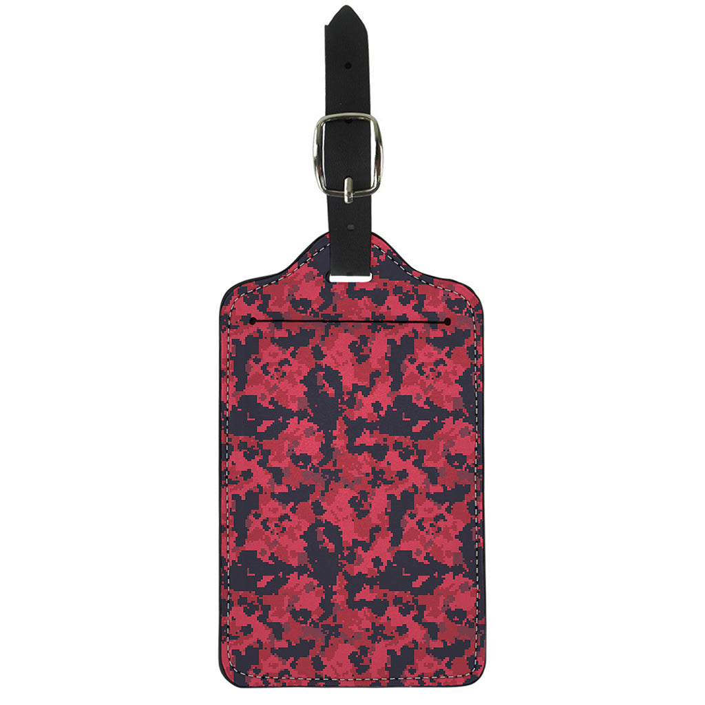 Red And Black Digital Camo Pattern Print Luggage Tag