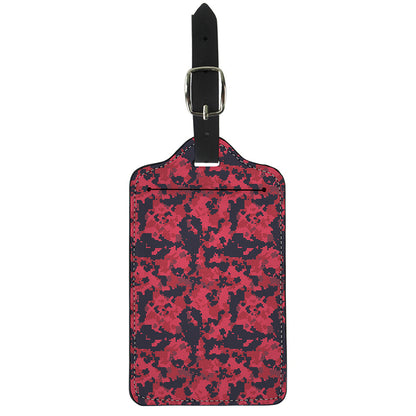 Red And Black Digital Camo Pattern Print Luggage Tag