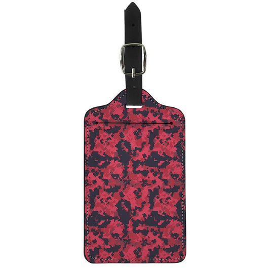 Red And Black Digital Camo Pattern Print Luggage Tag