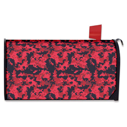 Red And Black Digital Camo Pattern Print Mailbox Cover