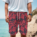 Red And Black Digital Camo Pattern Print Men's Cargo Shorts