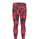 Red And Black Digital Camo Pattern Print Men's leggings