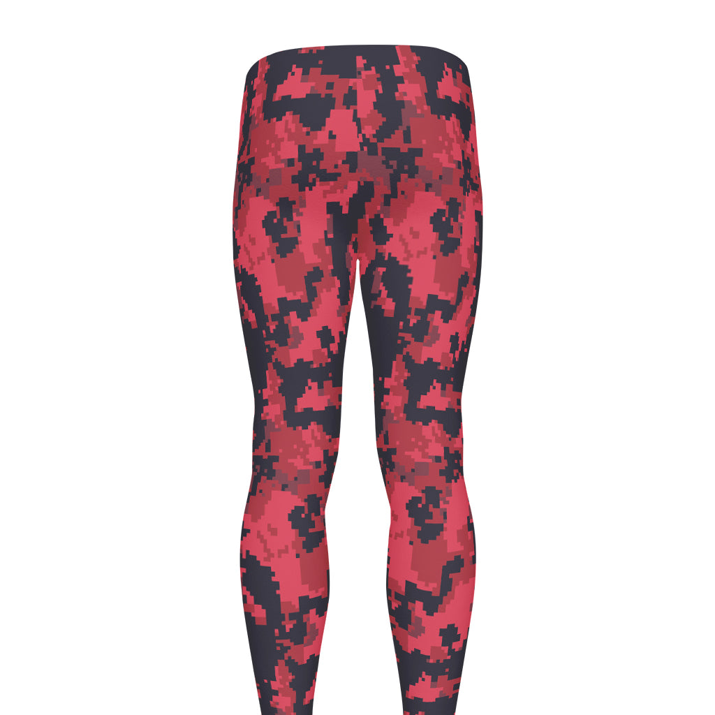 Red And Black Digital Camo Pattern Print Men's leggings