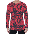 Red And Black Digital Camo Pattern Print Men's Long Sleeve T-Shirt