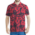 Red And Black Digital Camo Pattern Print Men's Polo Shirt
