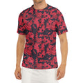 Red And Black Digital Camo Pattern Print Men's Short Sleeve Rash Guard