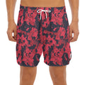 Red And Black Digital Camo Pattern Print Men's Split Running Shorts
