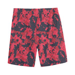 Red And Black Digital Camo Pattern Print Men's Sports Shorts