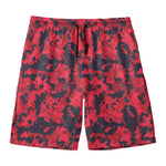Red And Black Digital Camo Pattern Print Men's Swim Trunks