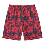 Red And Black Digital Camo Pattern Print Men's Swim Trunks