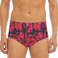 Red And Black Digital Camo Pattern Print Men's Triangle Swim Briefs