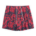Red And Black Digital Camo Pattern Print Mesh Shorts