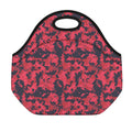 Red And Black Digital Camo Pattern Print Neoprene Lunch Bag