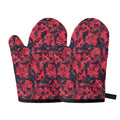 Red And Black Digital Camo Pattern Print Oven Mitts