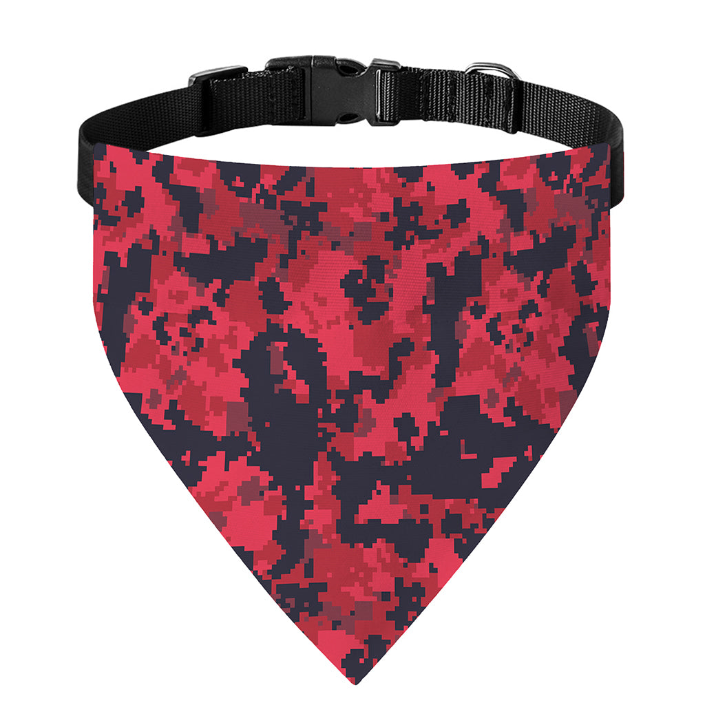 Red And Black Digital Camo Pattern Print Over The Collar Dog Bandana