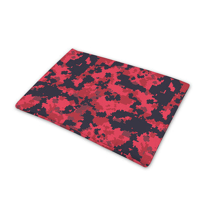 Red And Black Digital Camo Pattern Print Pet Cooling Mat Cover
