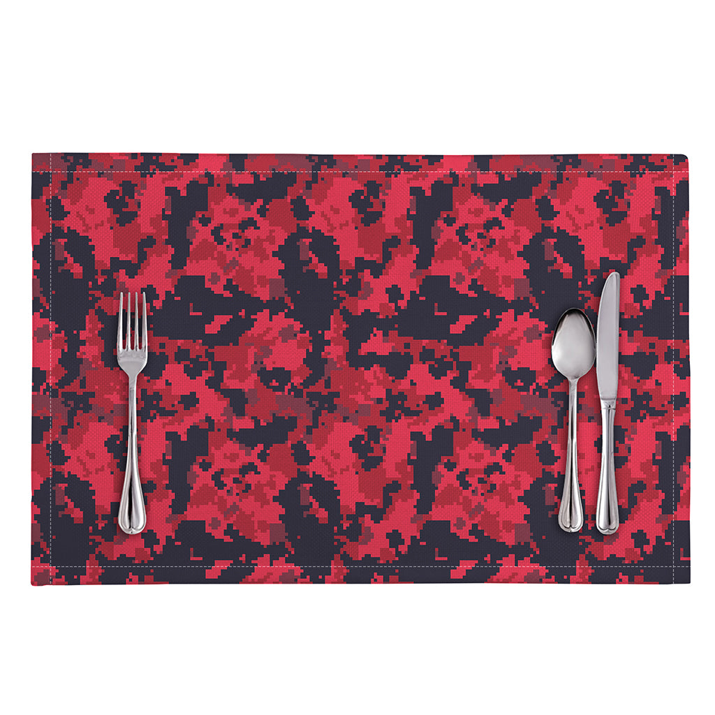 Red And Black Digital Camo Pattern Print Placemat