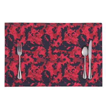 Red And Black Digital Camo Pattern Print Placemat