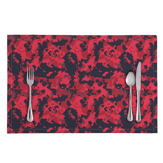 Red And Black Digital Camo Pattern Print Placemat