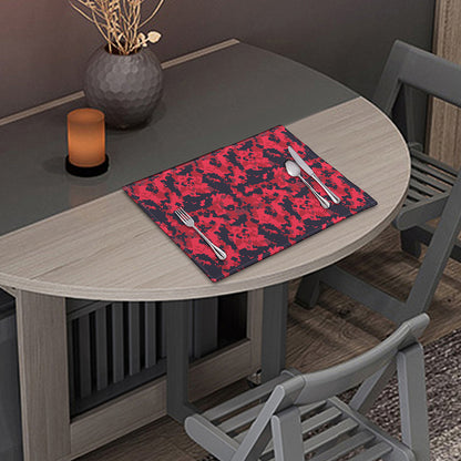 Red And Black Digital Camo Pattern Print Placemat