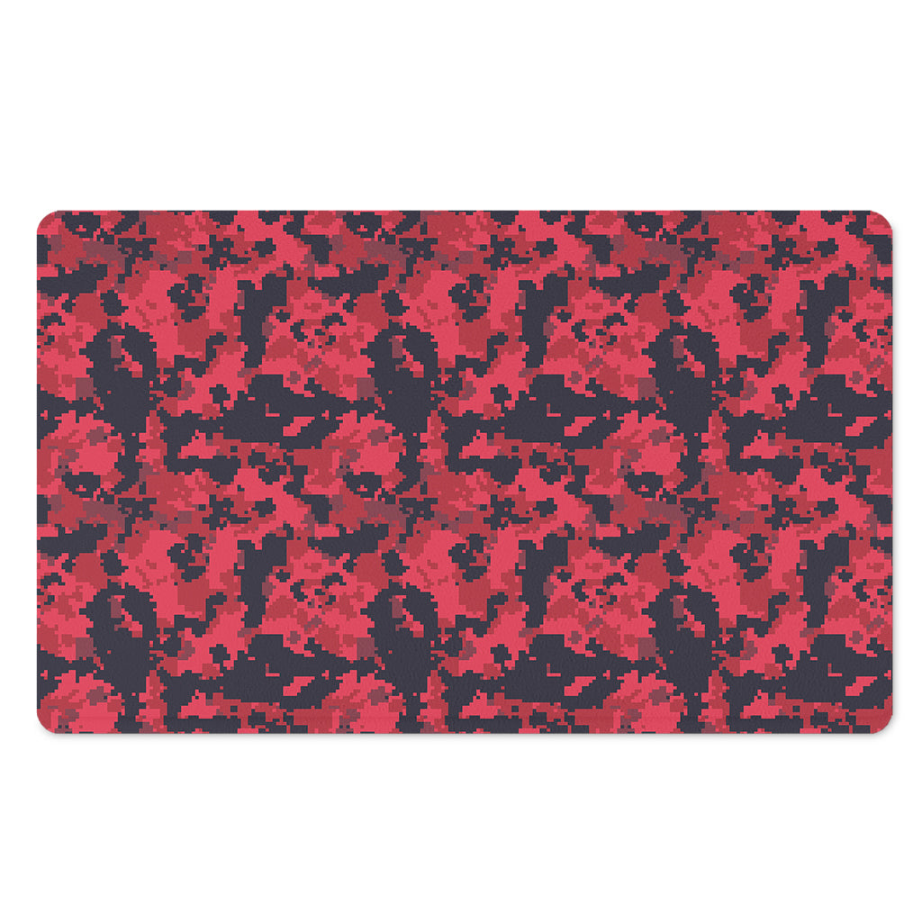 Red And Black Digital Camo Pattern Print Polyester Doormat