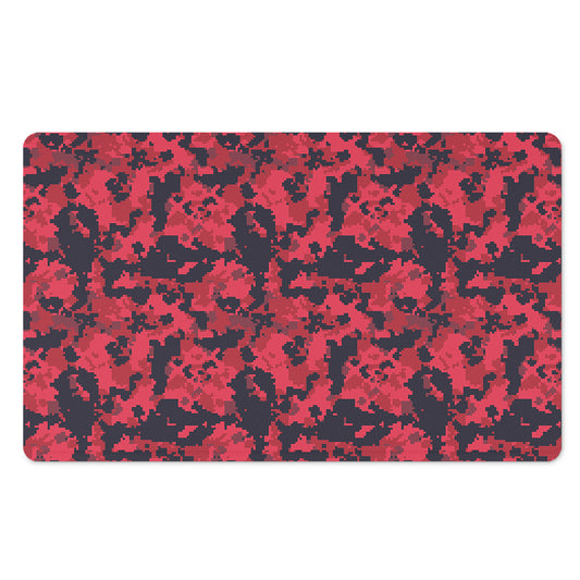 Red And Black Digital Camo Pattern Print Polyester Doormat