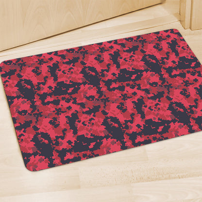 Red And Black Digital Camo Pattern Print Polyester Doormat