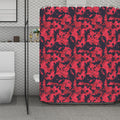 Red And Black Digital Camo Pattern Print Polyester Shower Curtain