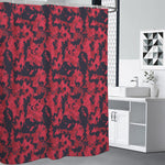 Red And Black Digital Camo Pattern Print Premium Shower Curtain