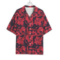Red And Black Digital Camo Pattern Print Rayon Hawaiian Shirt