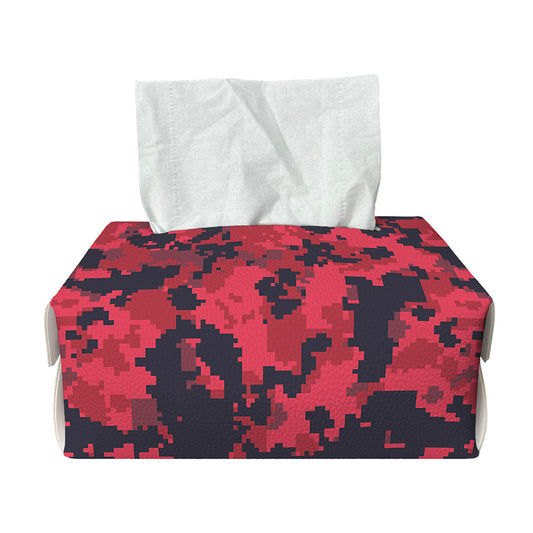 Red And Black Digital Camo Pattern Print Rectangle Tissue Box Cover