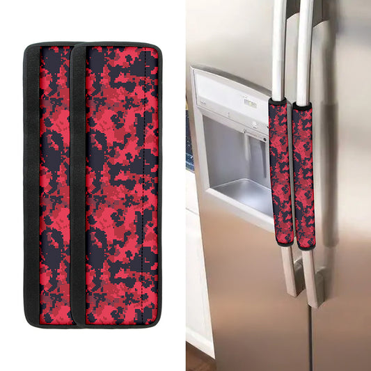 Red And Black Digital Camo Pattern Print Refrigerator Handle Covers