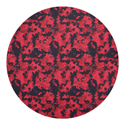 Red And Black Digital Camo Pattern Print Round Blanket