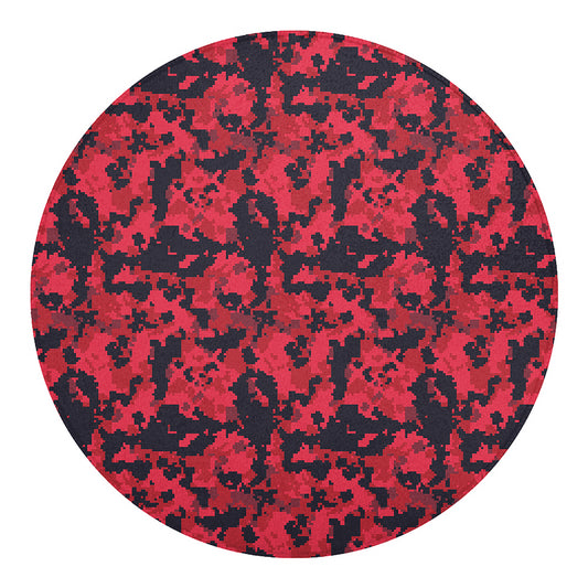 Red And Black Digital Camo Pattern Print Round Blanket