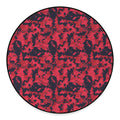 Red And Black Digital Camo Pattern Print Round Floor Mat