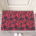 Red And Black Digital Camo Pattern Print Rubber Doormat