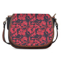 Red And Black Digital Camo Pattern Print Saddle Bag
