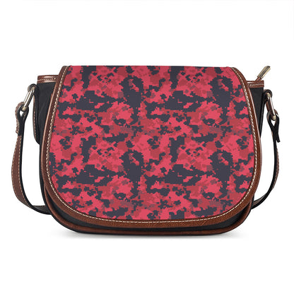 Red And Black Digital Camo Pattern Print Saddle Bag